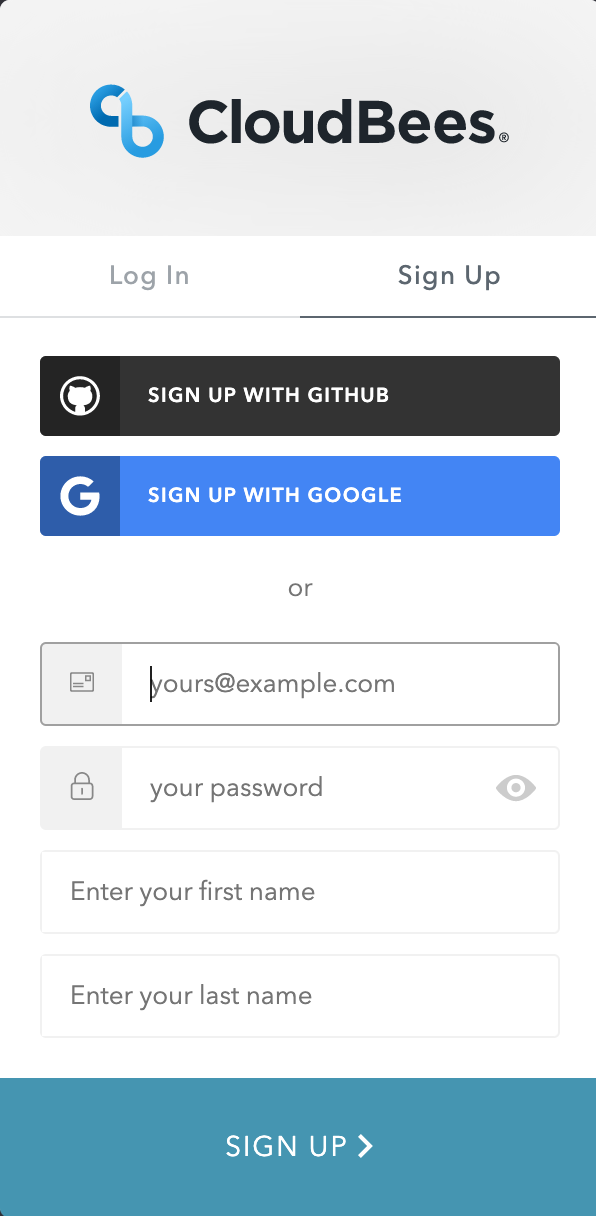 Sign up with GitHub or Google