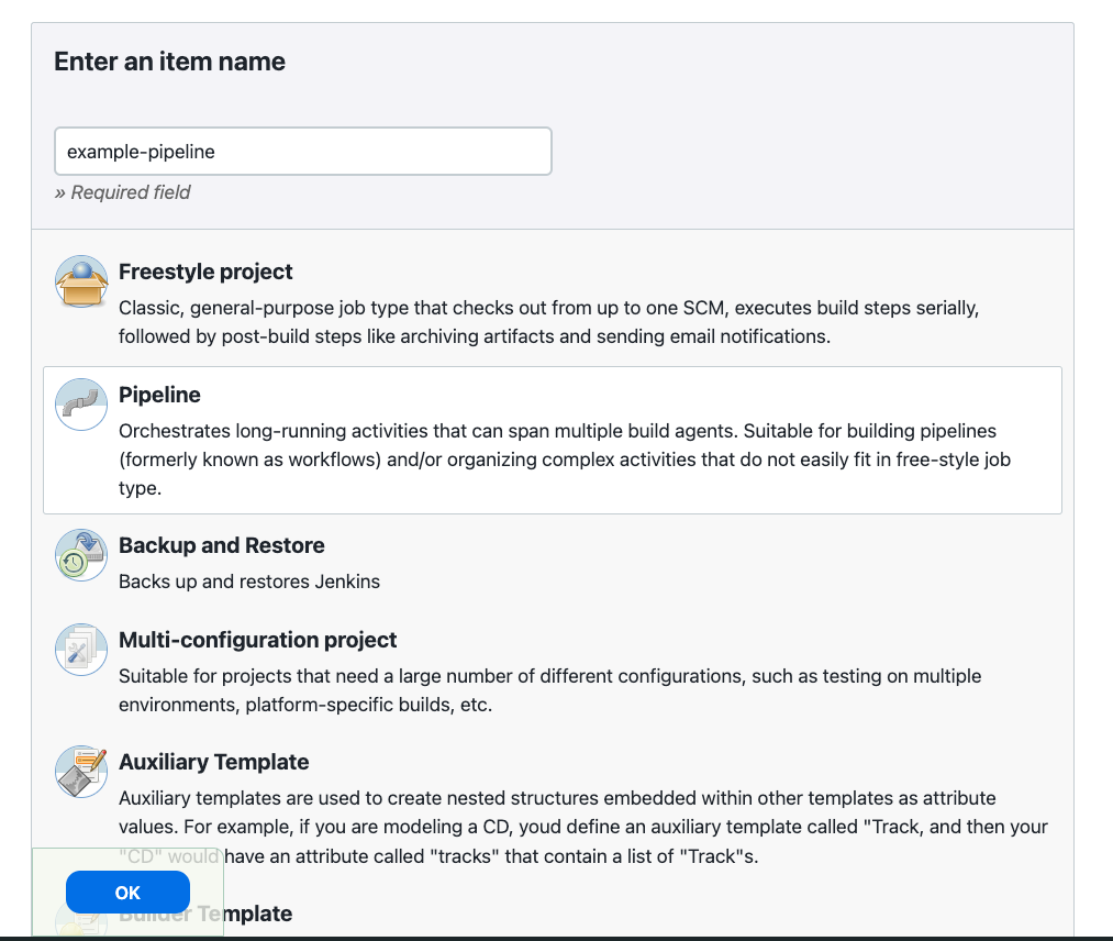 Figure 1. Create a new Pipeline New Pipeline creation
