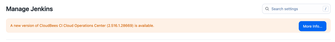 Figure 1. Upgrade alert message from Manage Jenkins Beekeeper alert for an available upgrade