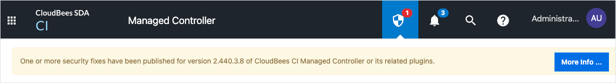 Figure 1. Upgrade a message from header Beekeeper alert for an available upgrade