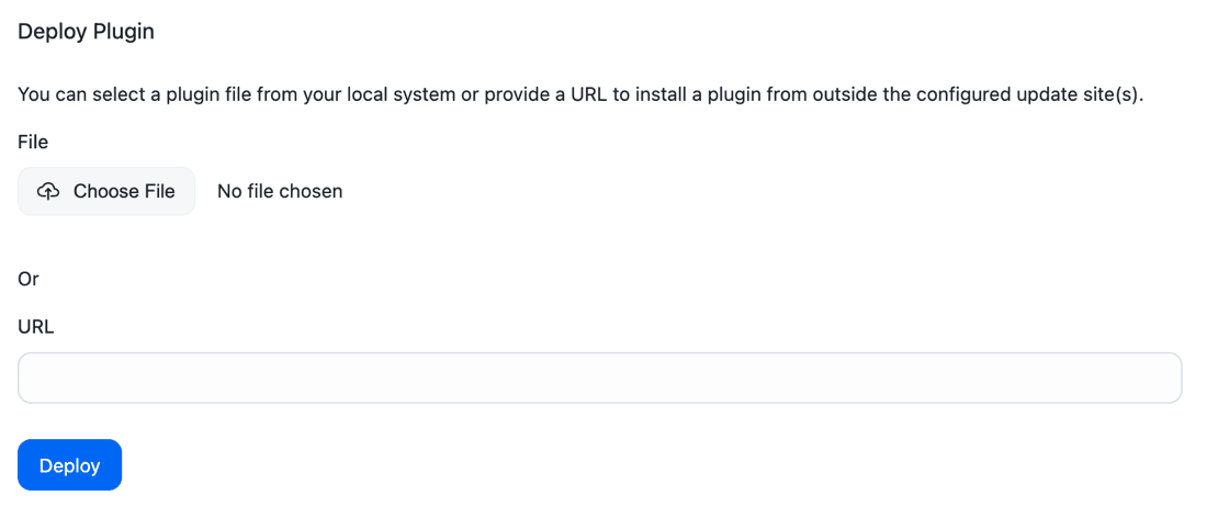 Figure 8. The plugins details screen when no version of a plugin is installed in the Update Center Update Center - Plugins tab