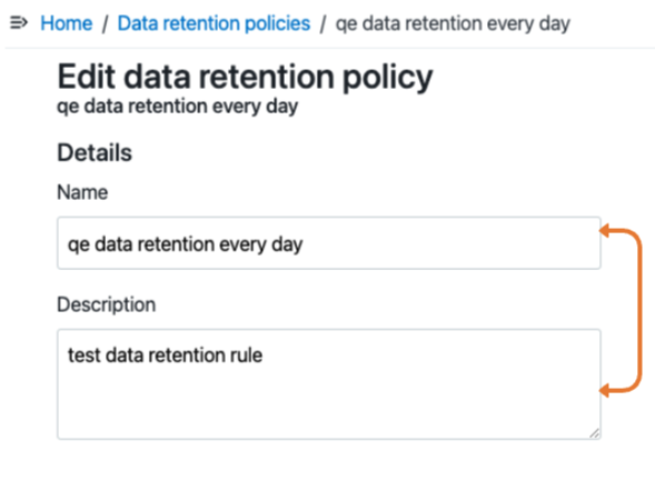 Edit data retention policy