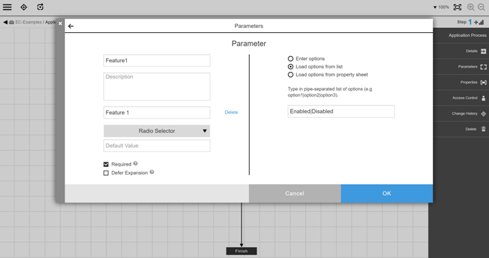 input parameters enable disable