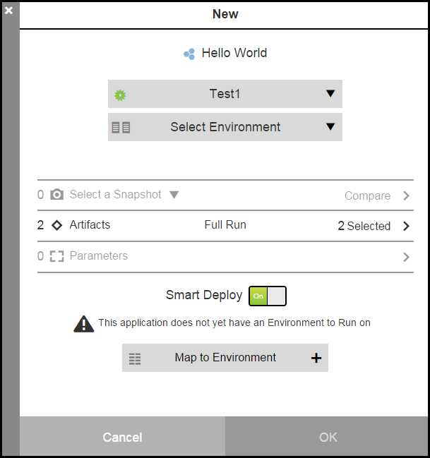 new dialog deploy applications