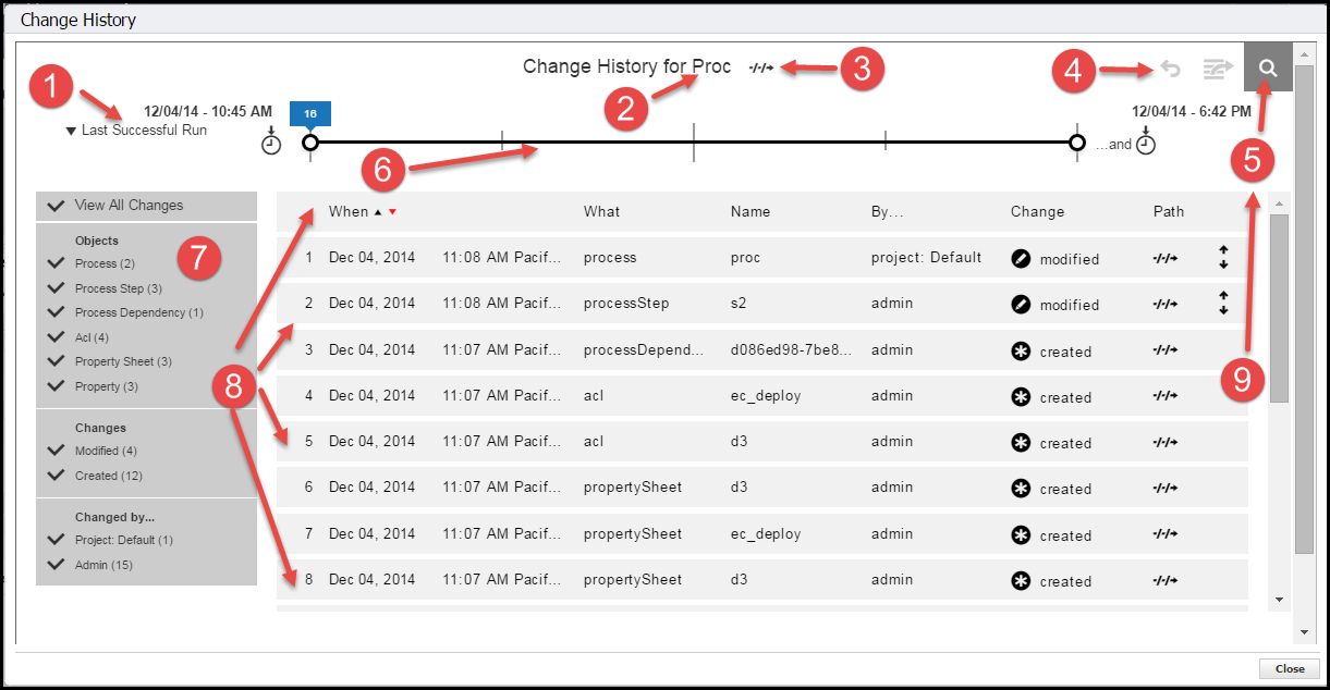 change history comm ui