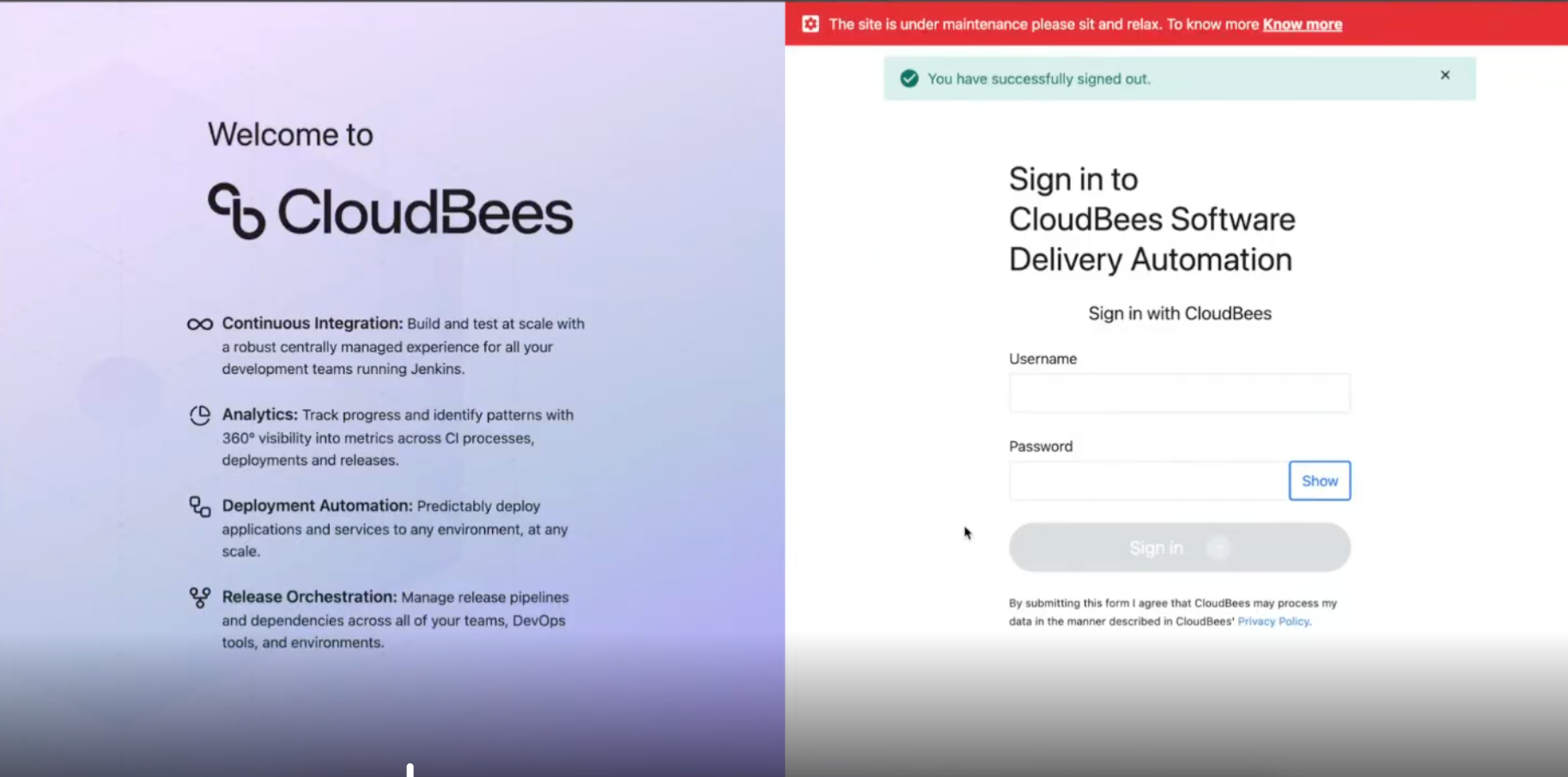Maintenance mode login disabled
