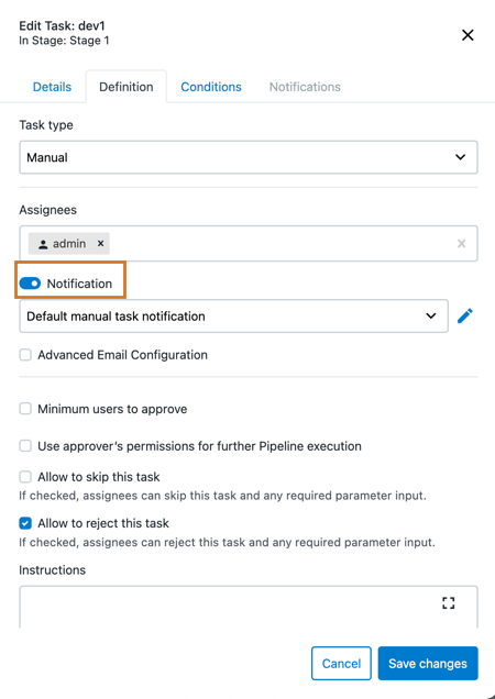 Manual task notification toggle