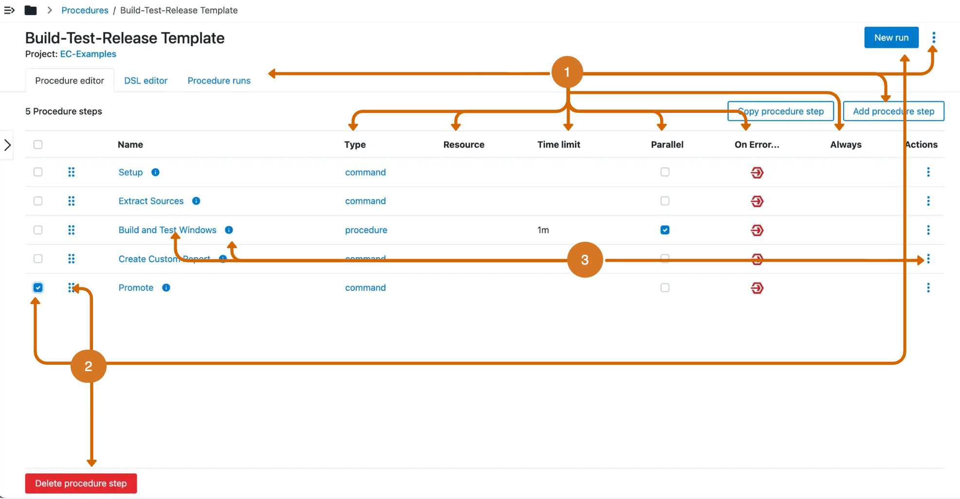 Procedure editor