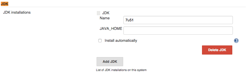 JDK definition on CM