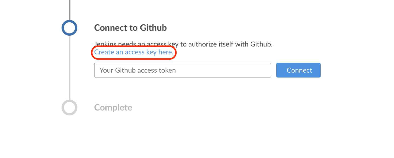 Pipeline creation - choose access key highlighted
