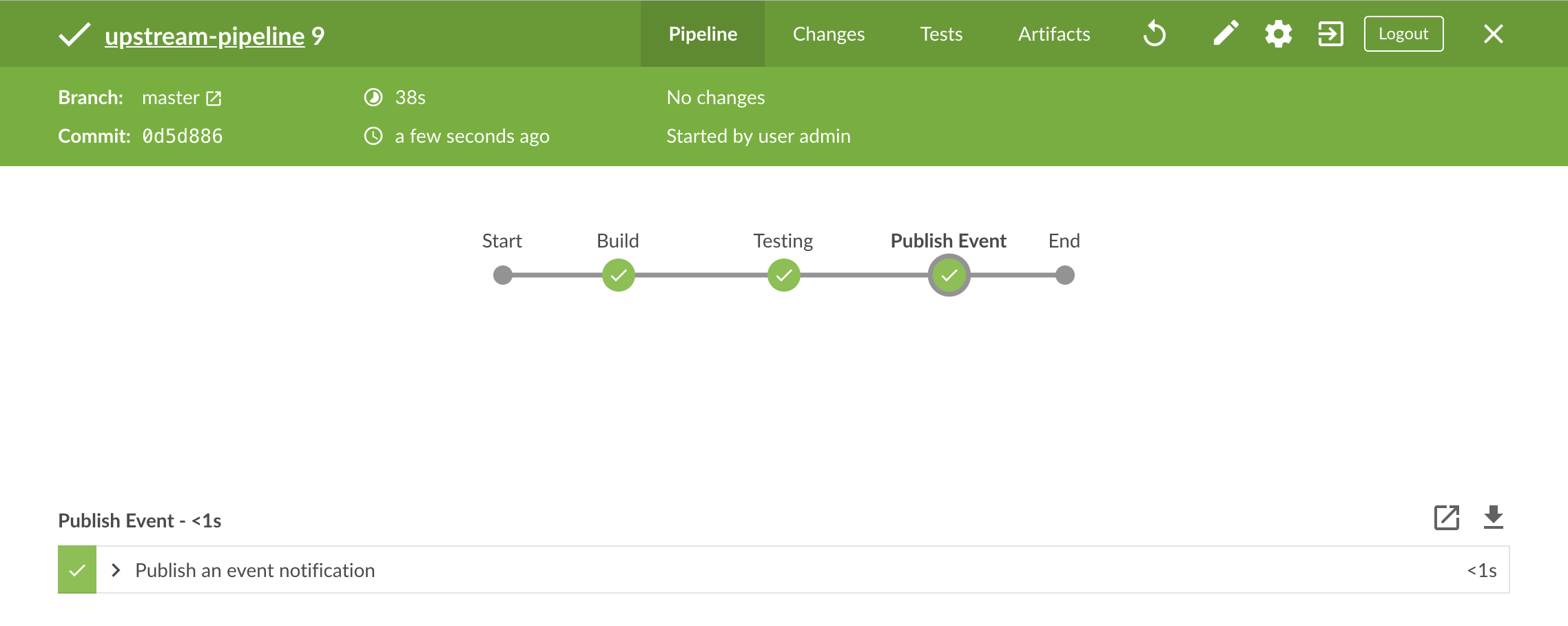 Upstream Pipeline detailed status page