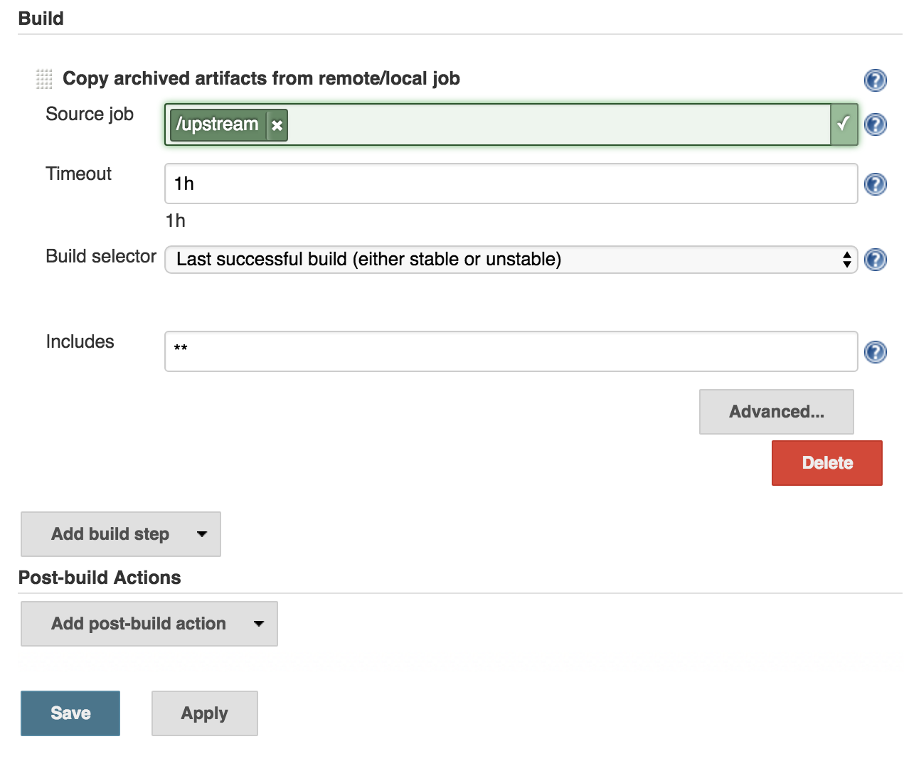 Copy archived artifacts from remote/local jobs build step