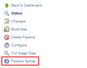 Pipeline Syntax in the side-bar