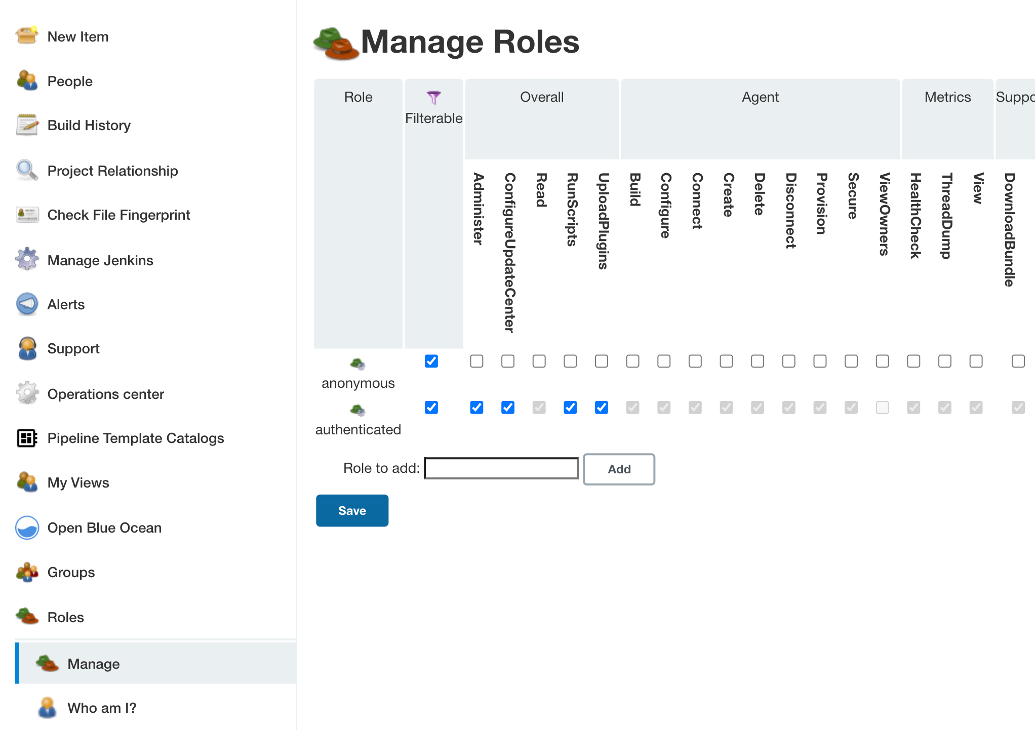 manage roles screen