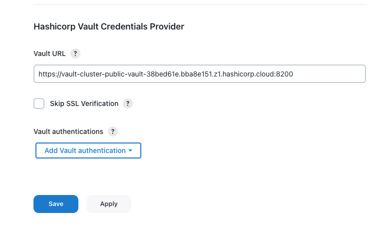 Configure HashiCorp Vault Credential Providers