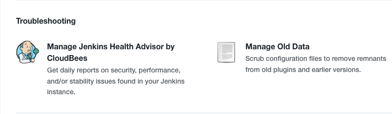 Manage Jenkins Health Advisor by Cloudbees opton