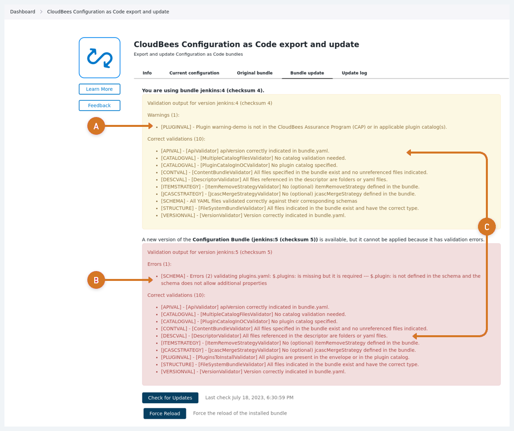 Bundle validation messages