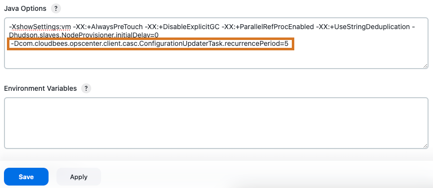 Adding recurrencePeriod property to Java options in UI