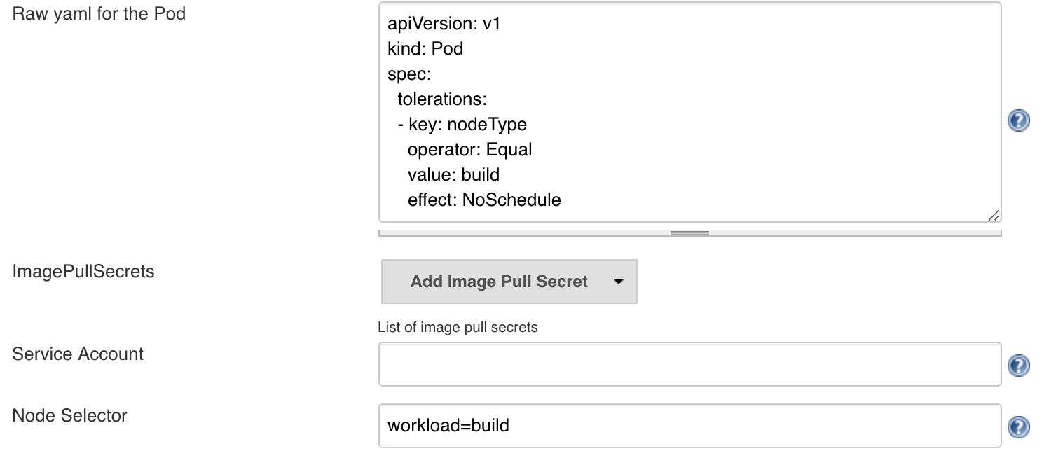 agent toleration selector