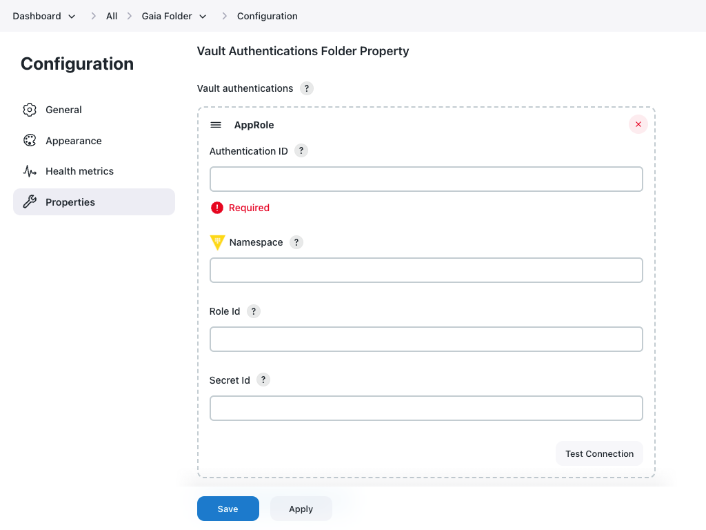 Add folder vault authentication