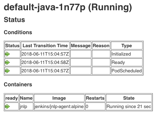 Pod detailed status view