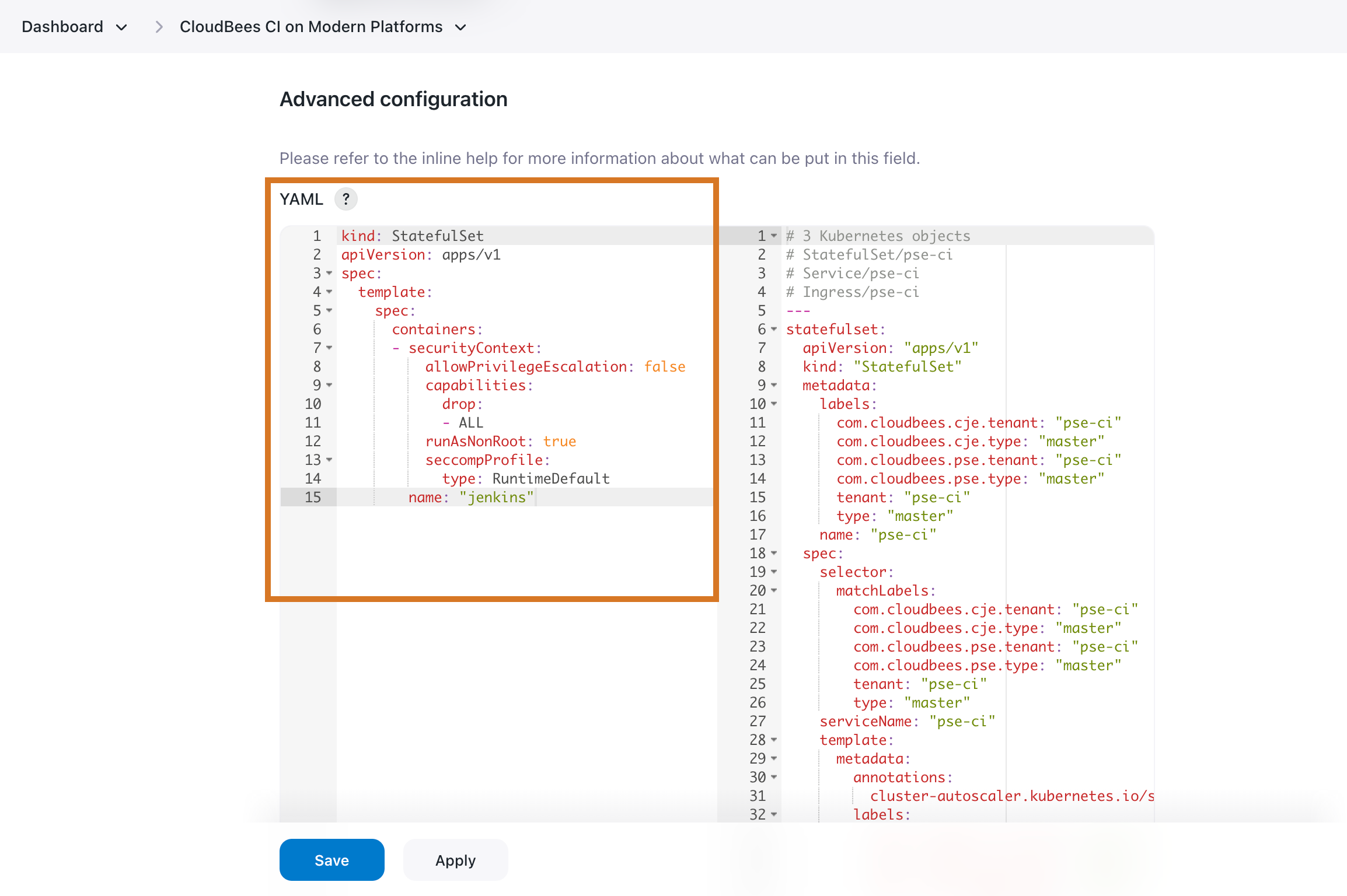 configure YAML field