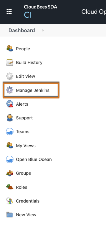 Manage Jenkins option