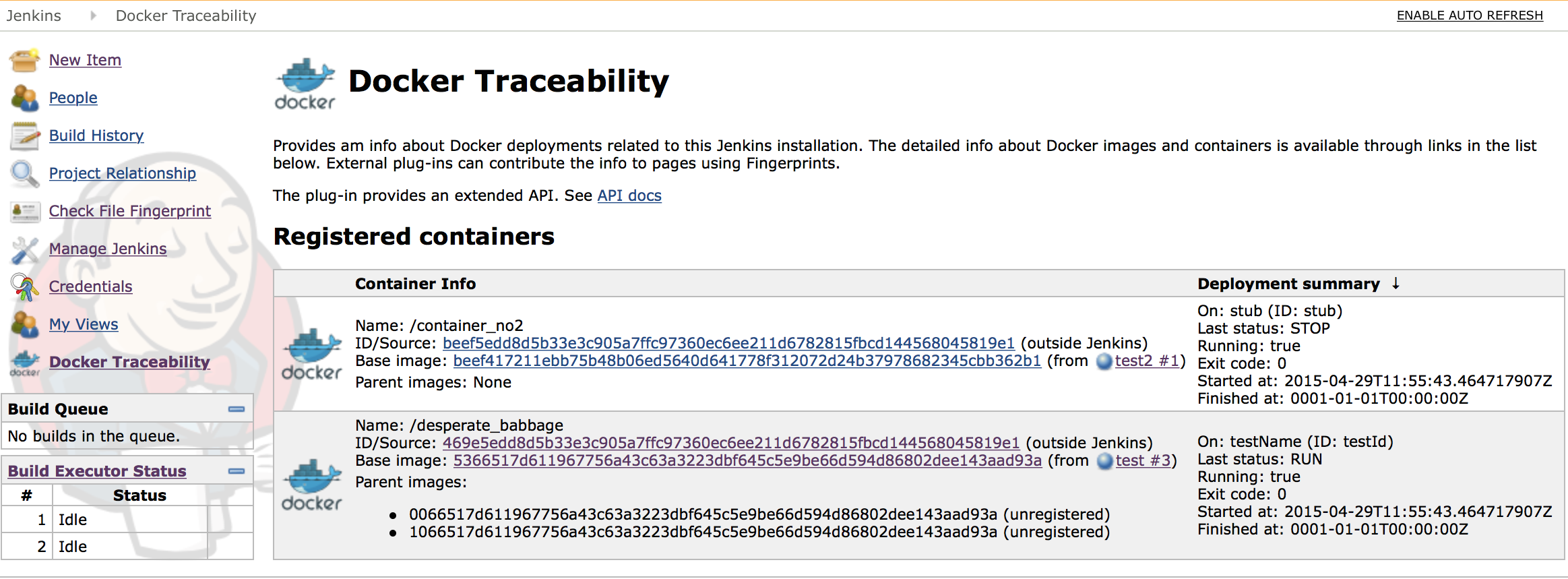 Figure 1. Docker Traceability root page