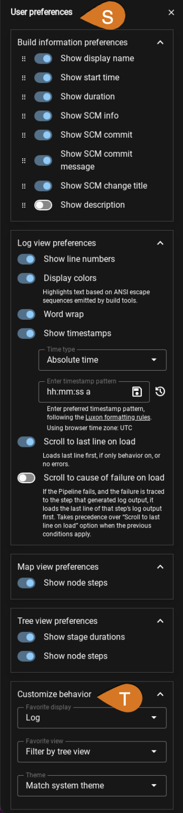 CloudBees Pipeline Explorer user preferences