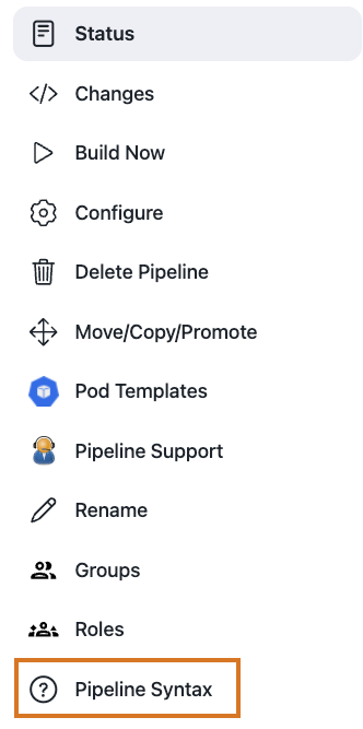 Pipeline Syntax in the side-bar