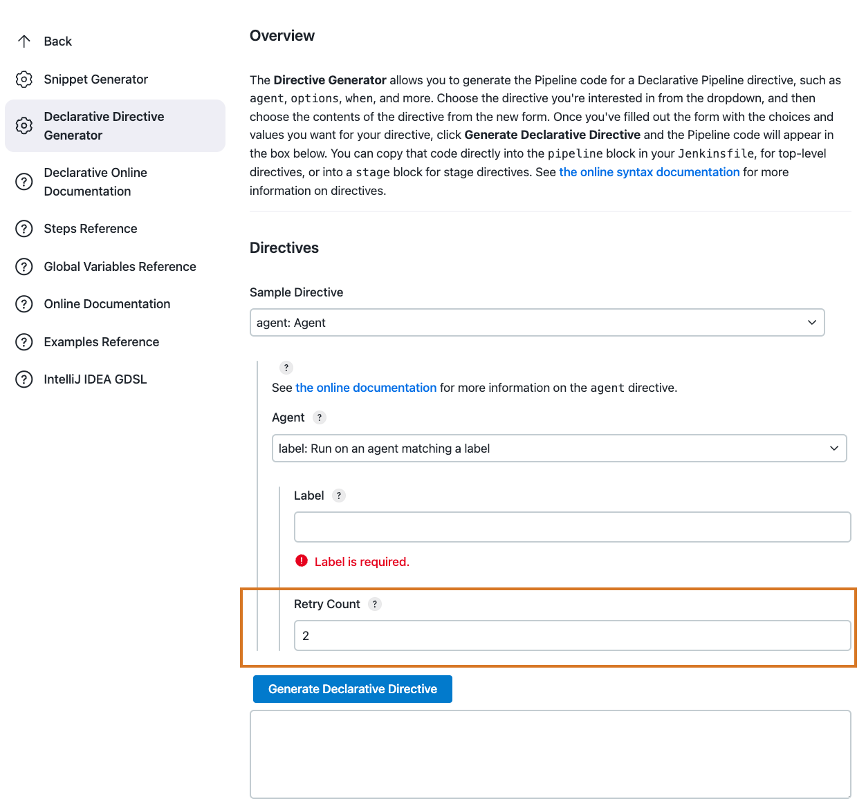 Configure Retry Count