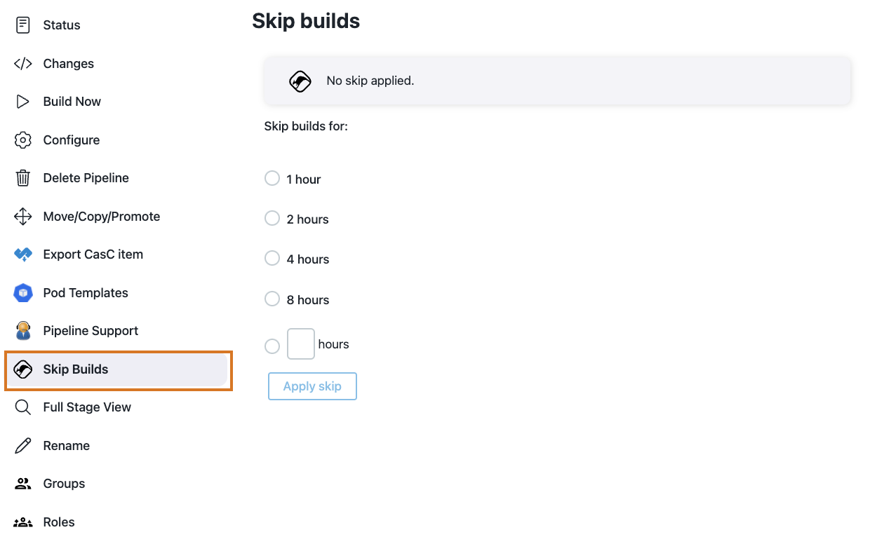 Figure 2. Applying a skip to a folder/job