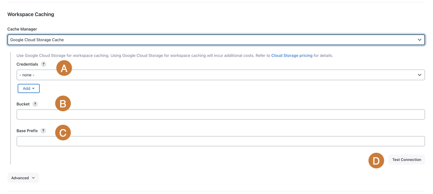 Workspace Caching-Select Google Cloud Storage Cache