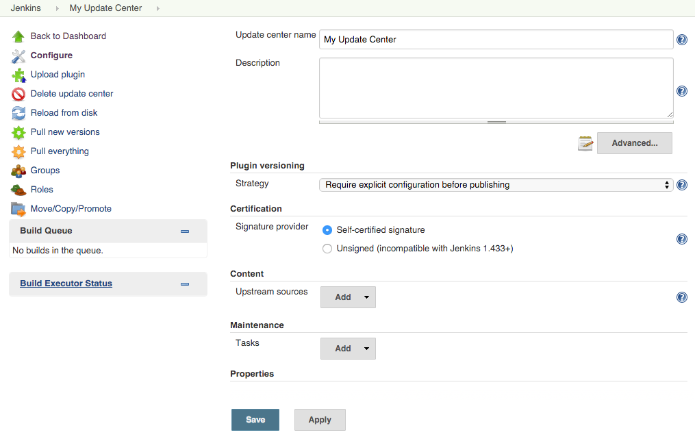 Figure 1. Configuring an Update Center