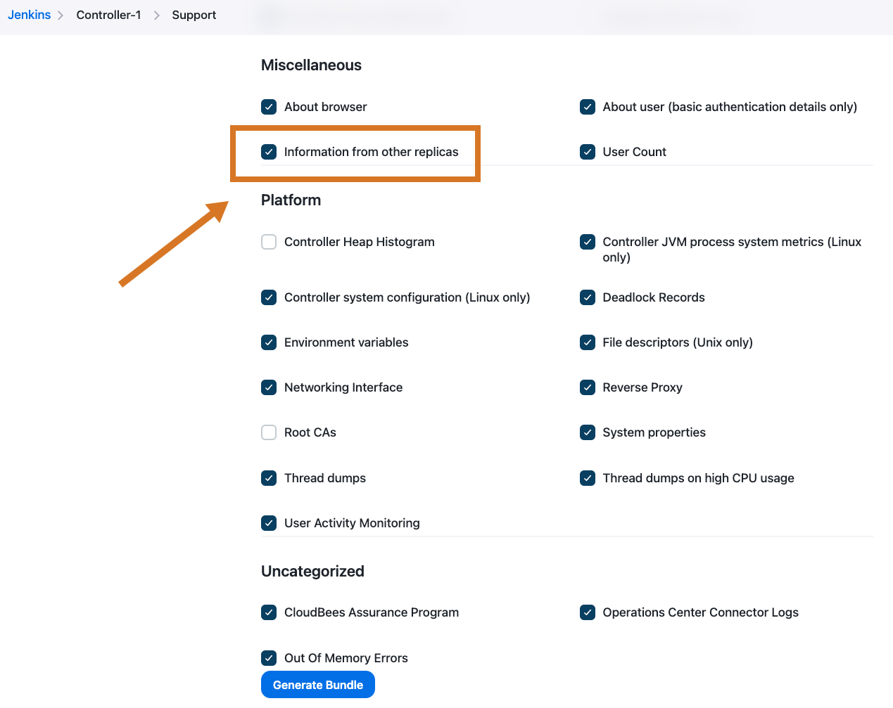 Include specific HA information in your controller support bundle