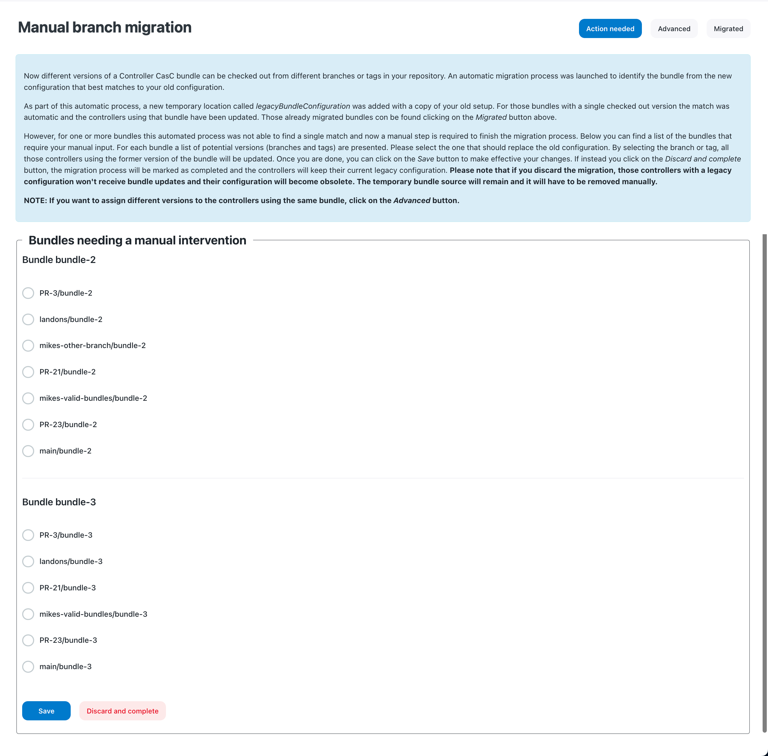 bundles needing manual migration