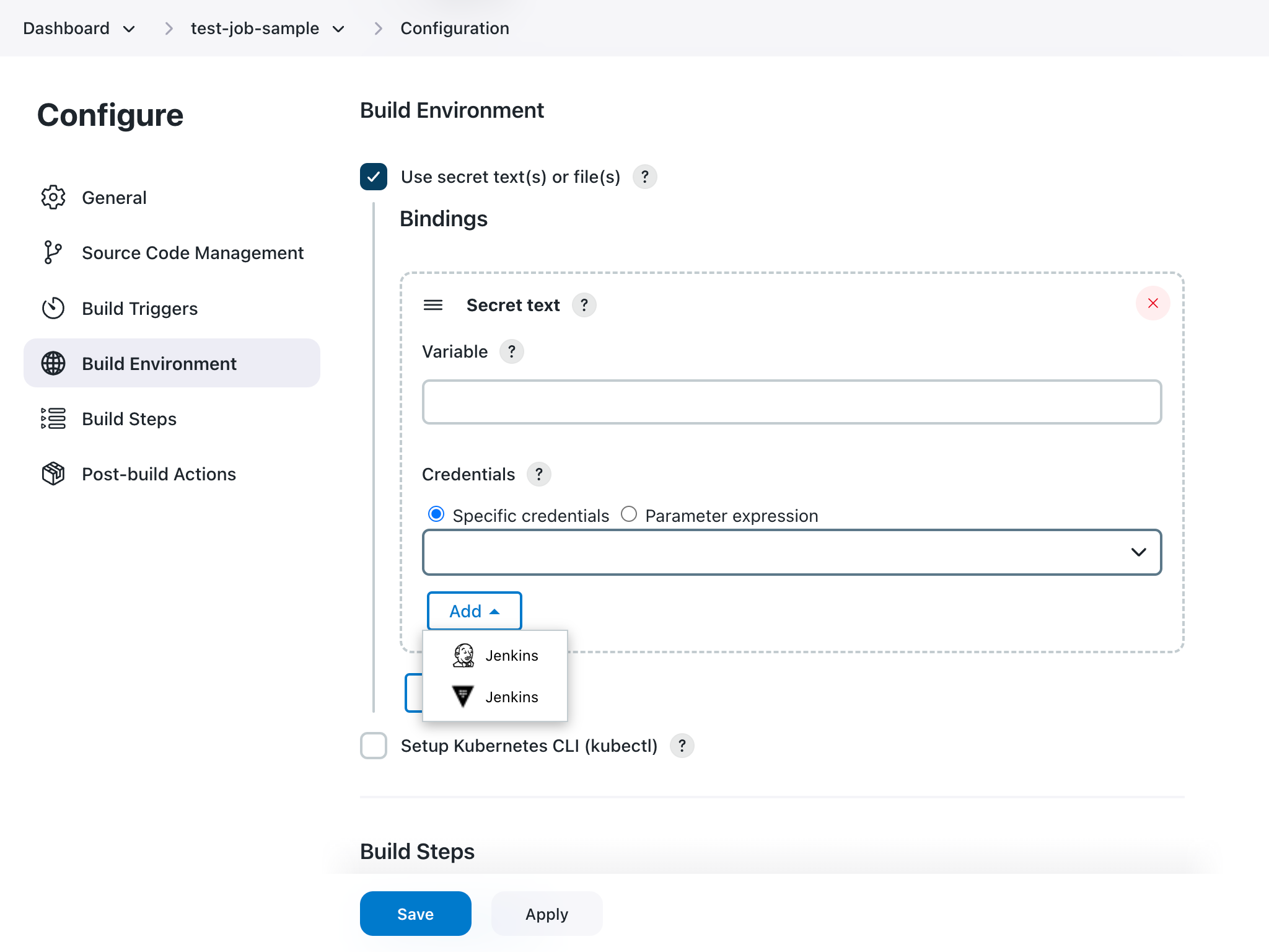 Add HashiCorp Vault credential to a job