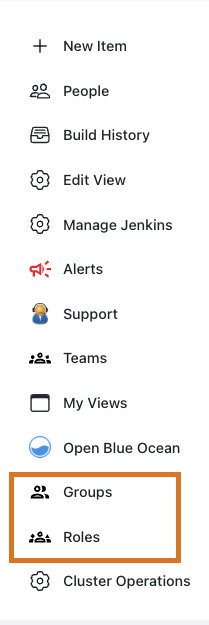 Figure 2. The main Jenkins screen with the additional icons for Groups and Roles