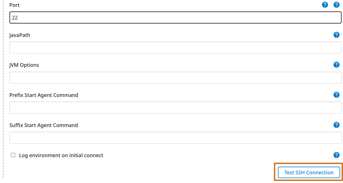 Test SSH Connection option