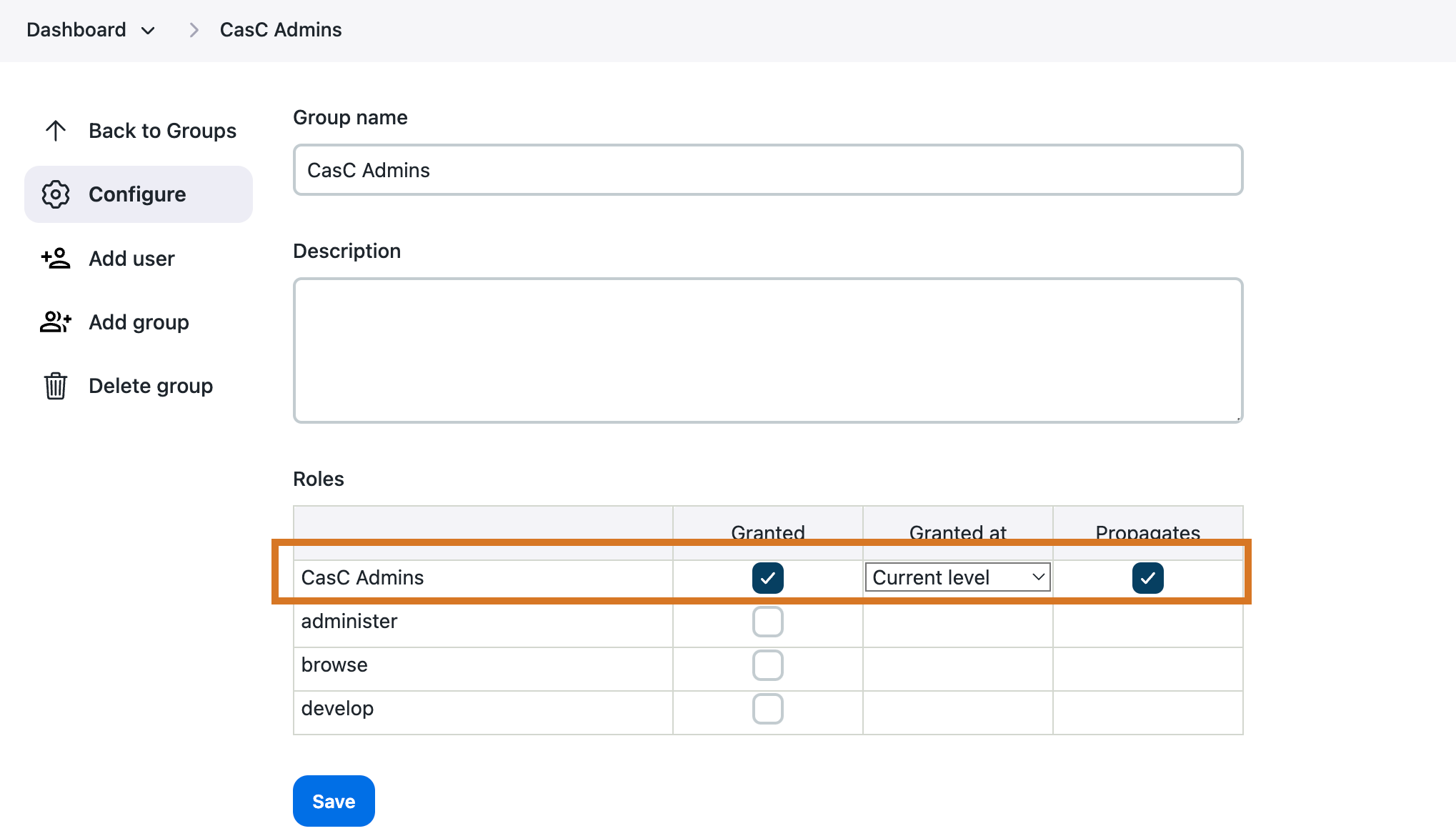 grant administer permissions to group