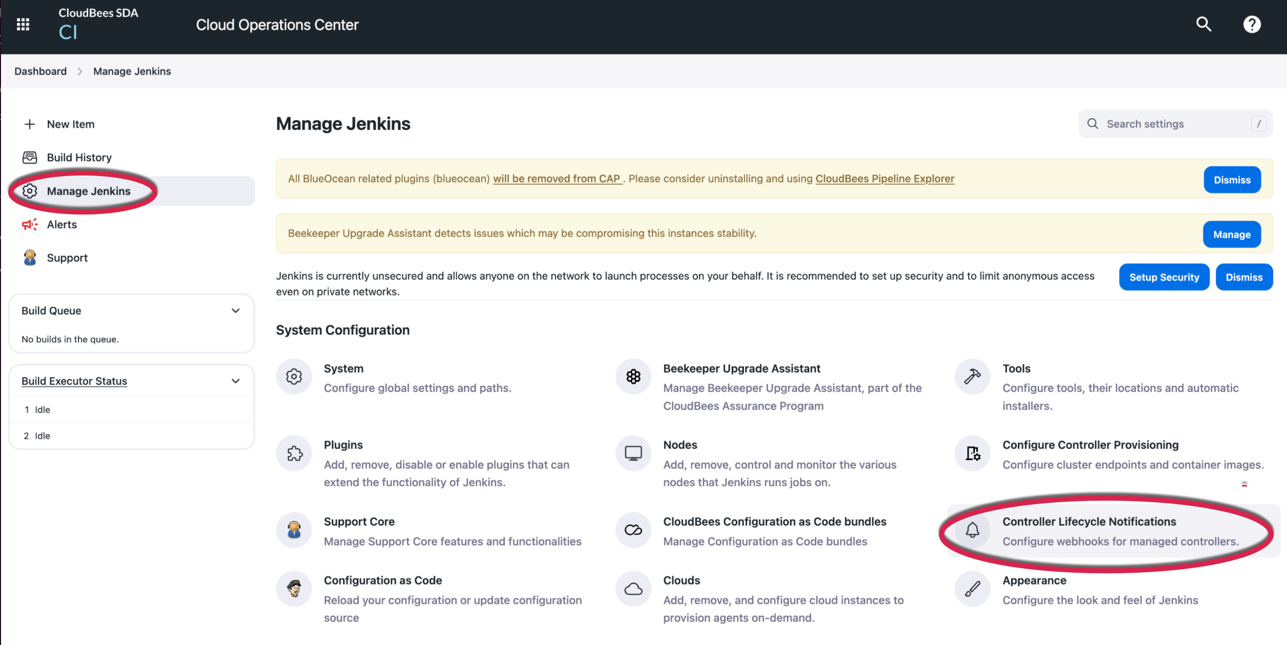 Configure Controller Lifecycle Notifications plugin