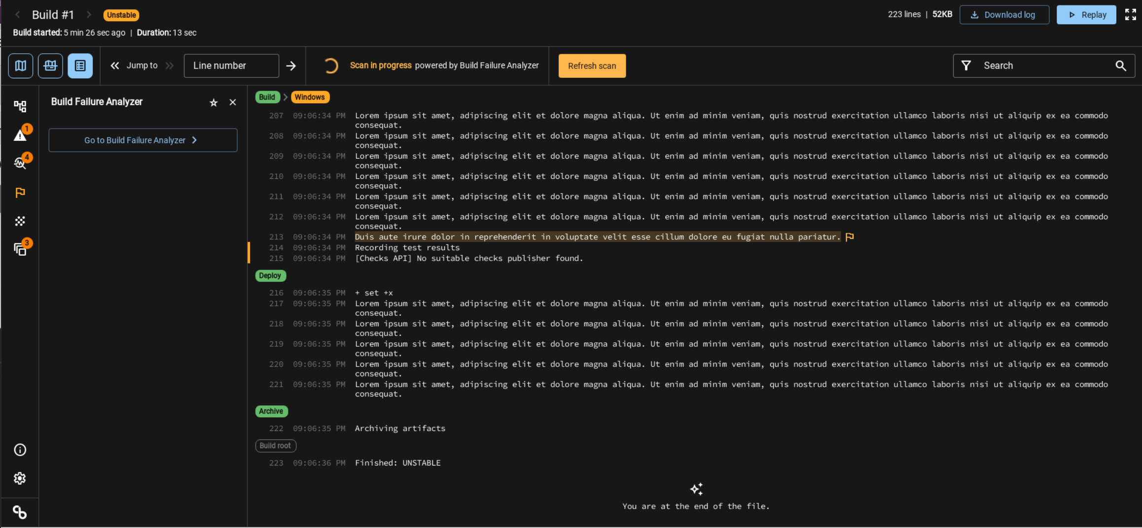 Build Failure Analyzer (BFA) example