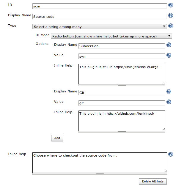 Figure 8. "SCM" attribute in the template