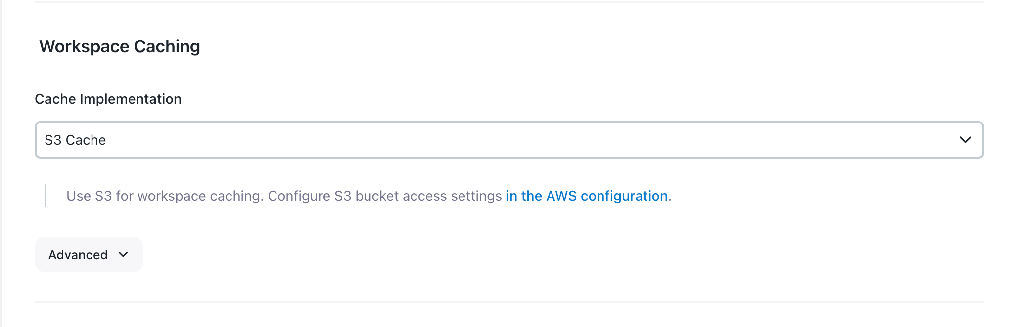 Workspace Caching-Select S3 Cache