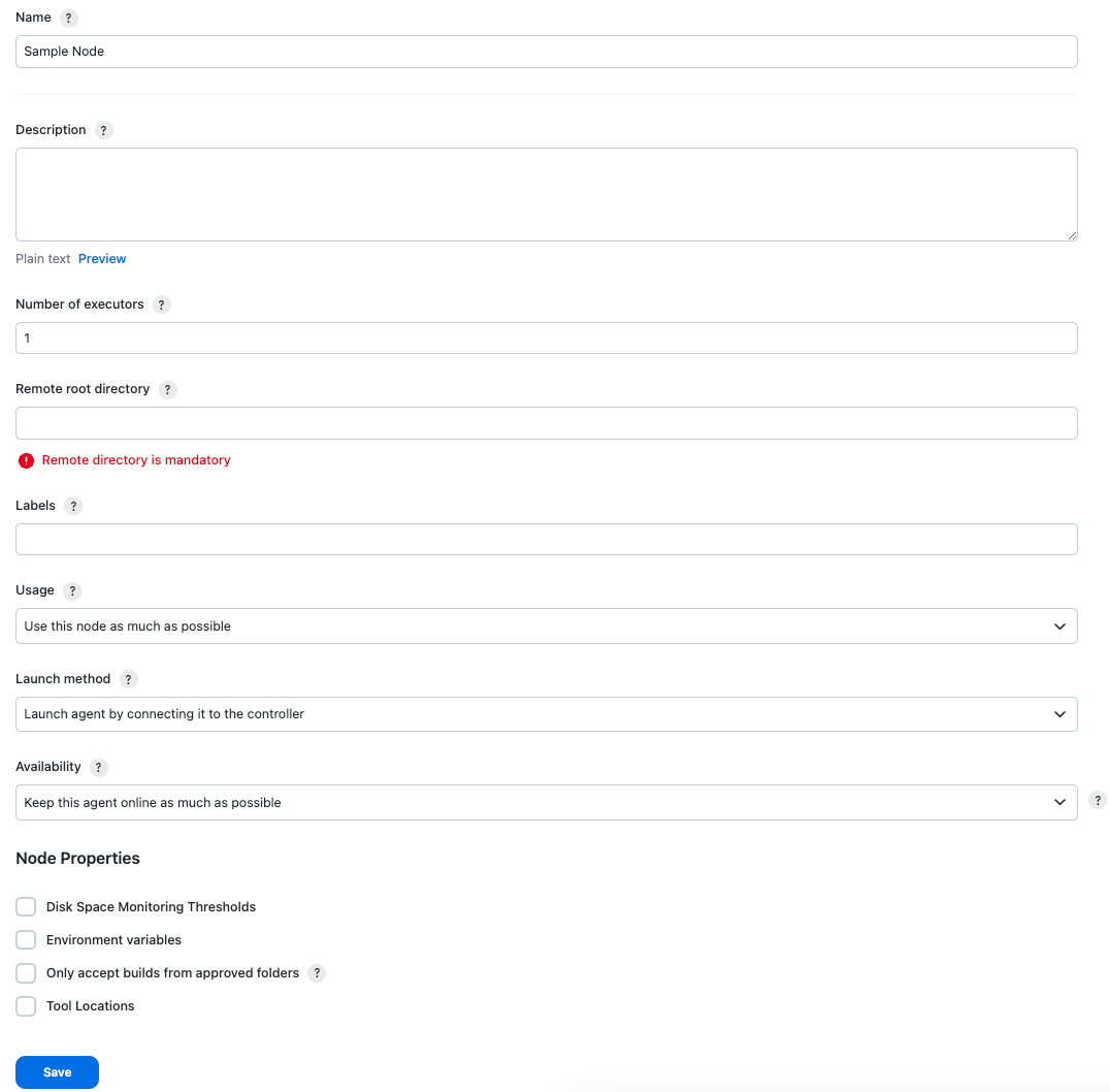 Node configuration