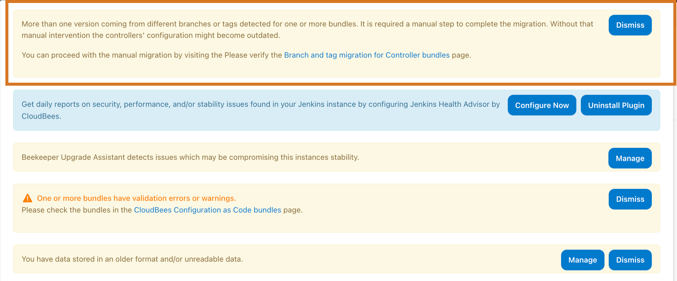 Figure 4. Bundle migration alert bundle migration alert