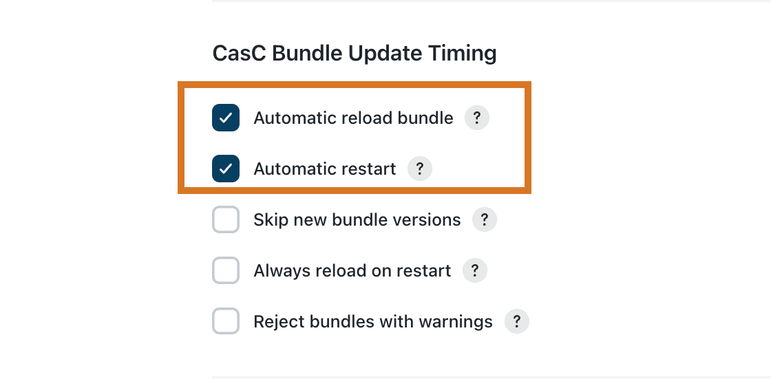 Figure 4. Configure the automatic reload and restart Configure automatic reload and restart