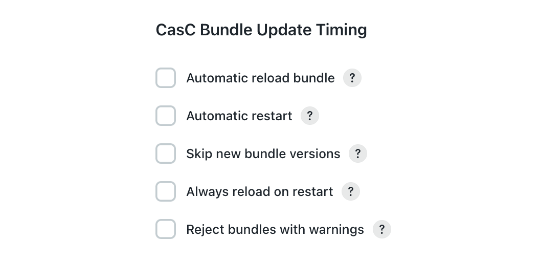 Bundle Update Timing configuration settings