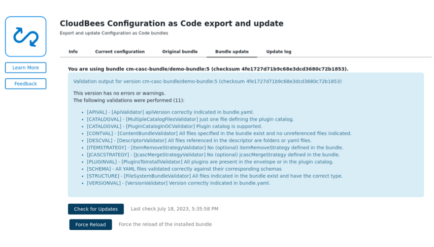 Bundle Validation List