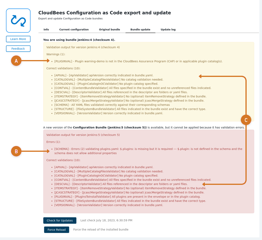 Bundle validation messages